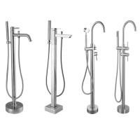 SUS 304 brushed nickel freestanding tub shower faucet floor bath tap mixer bathtub faucets